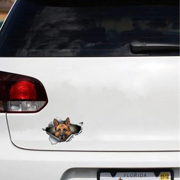 German Shepherd Breaking Through - Sticker