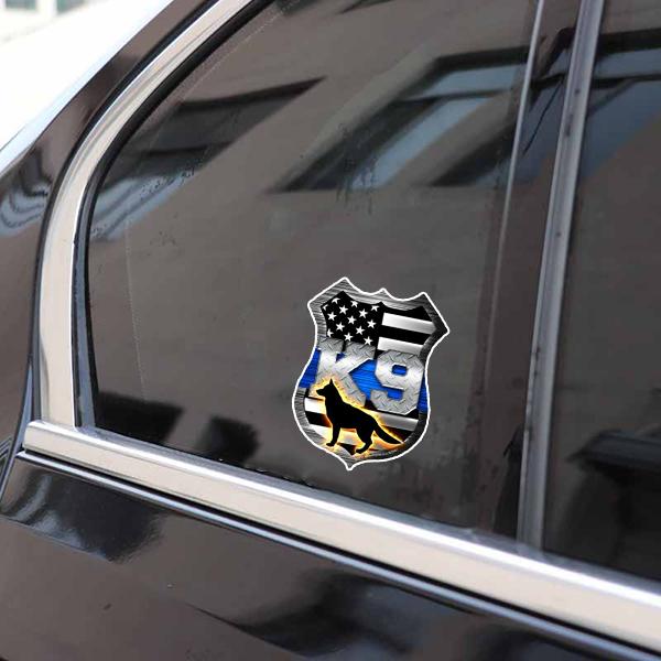 German Shepherd Thin Blue Line K9 Shield - Sticker - Image 2