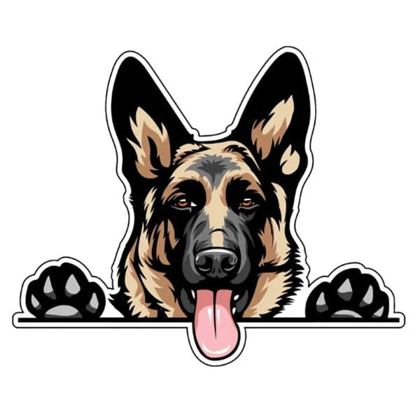Peeking German Shepherd (Color) - Sticker 7.5" x 6" - Image 2