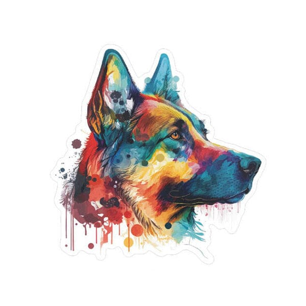 Watercolor German Shepherd - Sticker 5.5" x 5.5" - Image 2